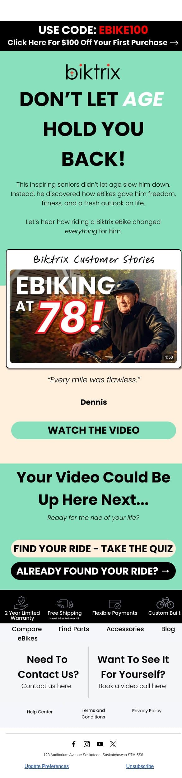 Don't let age hold you back. email from Biktrix screenshot