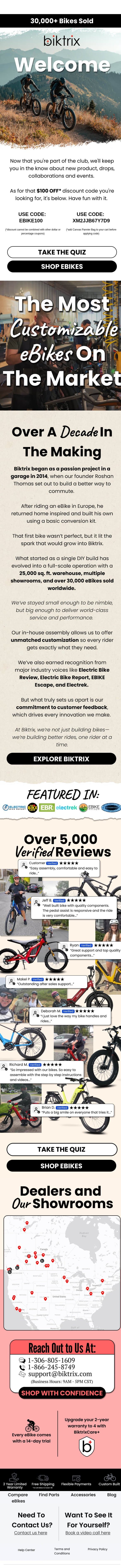 Welcome (CODES INSIDE) email from Biktrix screenshot