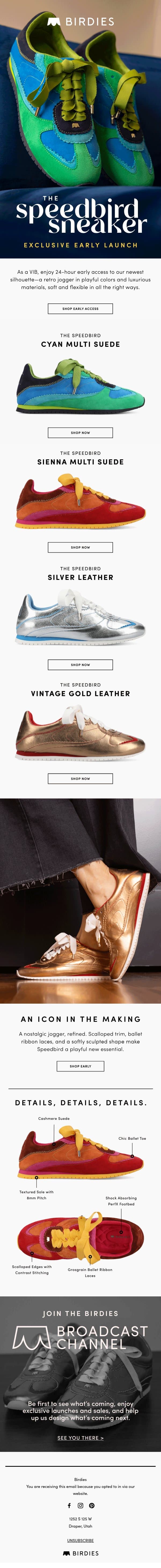 VIB Early Access Starts NOW: The Speedbird Sneaker email from Birdies screenshot