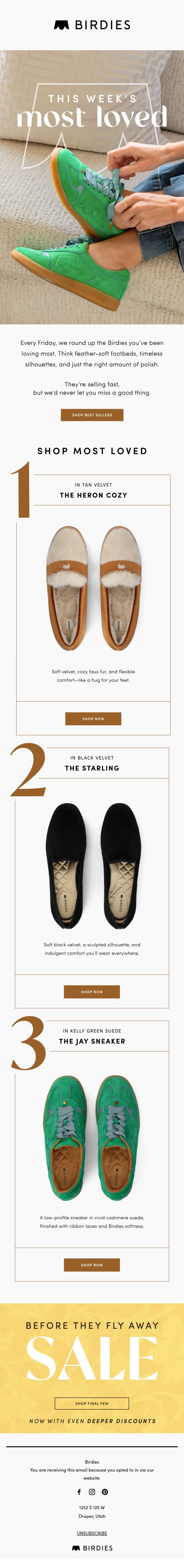 We are OBSESSED! email from Birdies screenshot