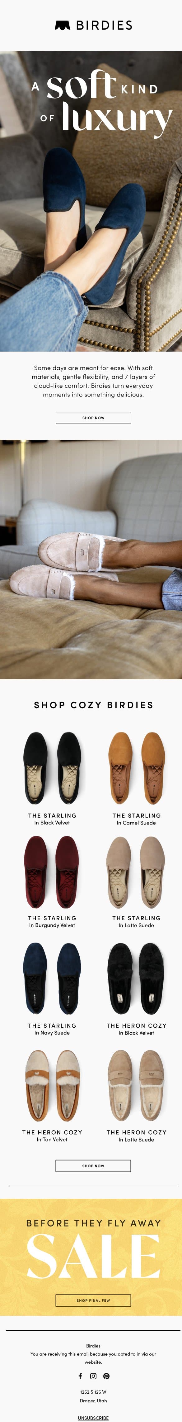 Luxury for Your Feet, Comfort for Your Soul 💕 email from Birdies screenshot