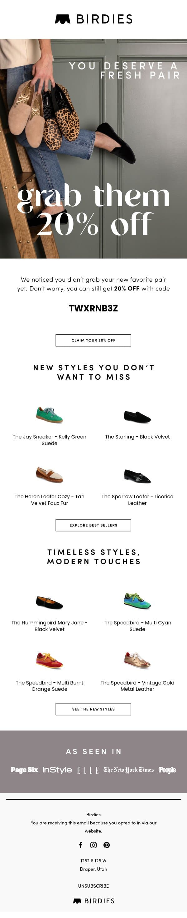 You Don’t Need to Think Twice email from Birdies screenshot