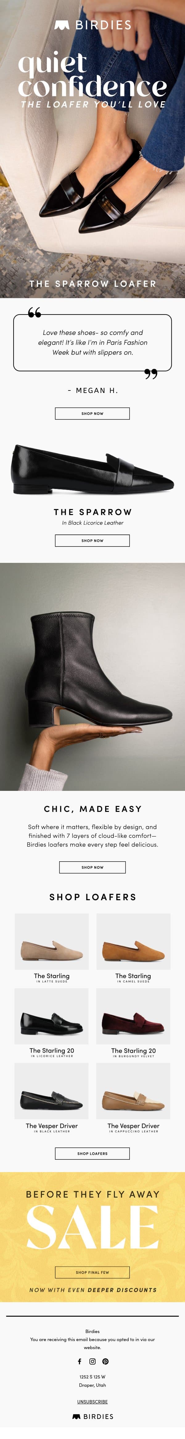 Psst… These Are the Loafers You've Been Dreaming Of! email from Birdies screenshot