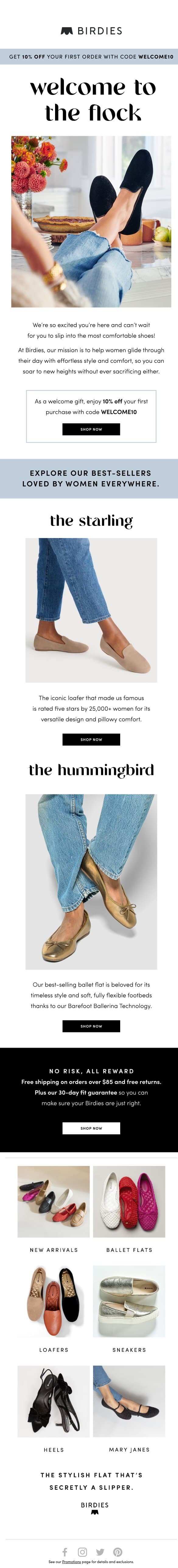 Welcome to the flock, friend email from Birdies screenshot