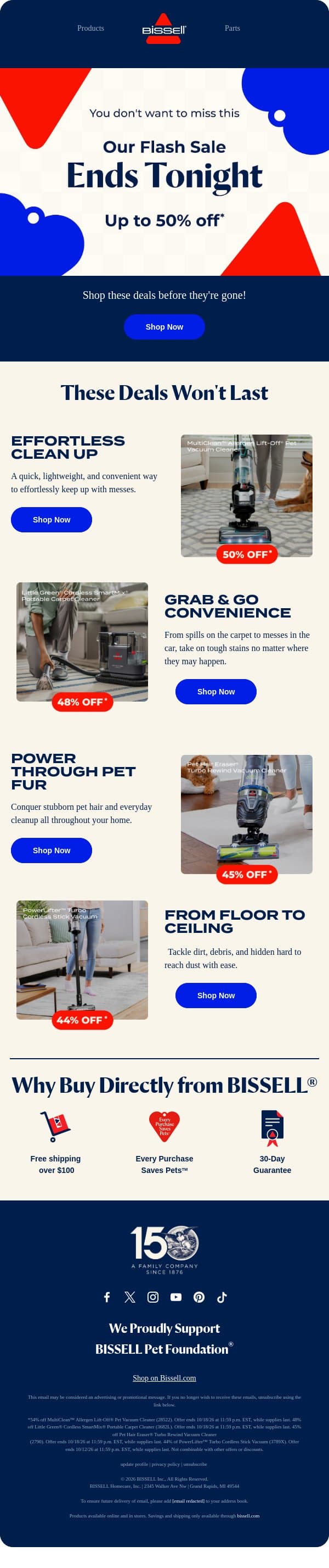 Final Hours: Flash sale ends tonight!⌛ email from Bissell screenshot