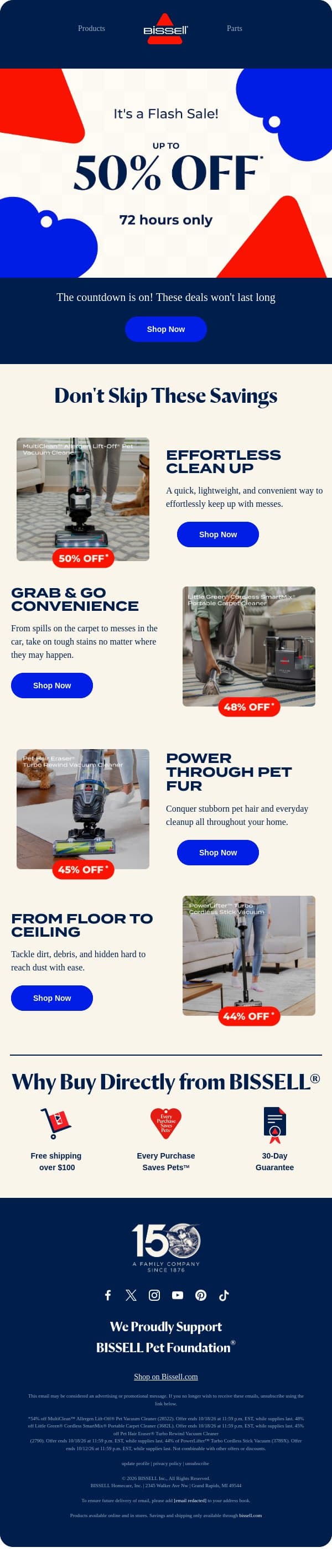 ⏰ 72-HOUR FLASH SALE STARTS NOW ⏰ email from Bissell screenshot