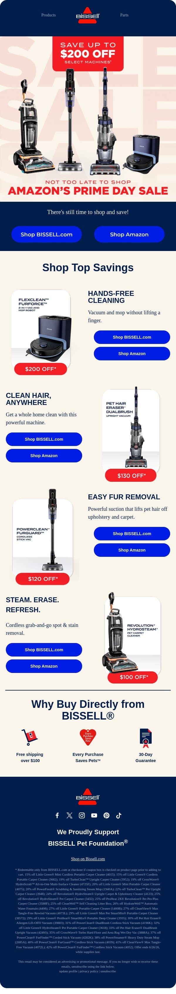 Up to $200 off these BISSELL® must-haves! email from Bissell screenshot