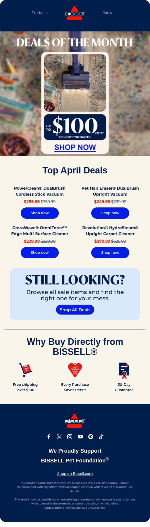 Your Exclusive Offer: Up to $100 Off! email from Bissell screenshot