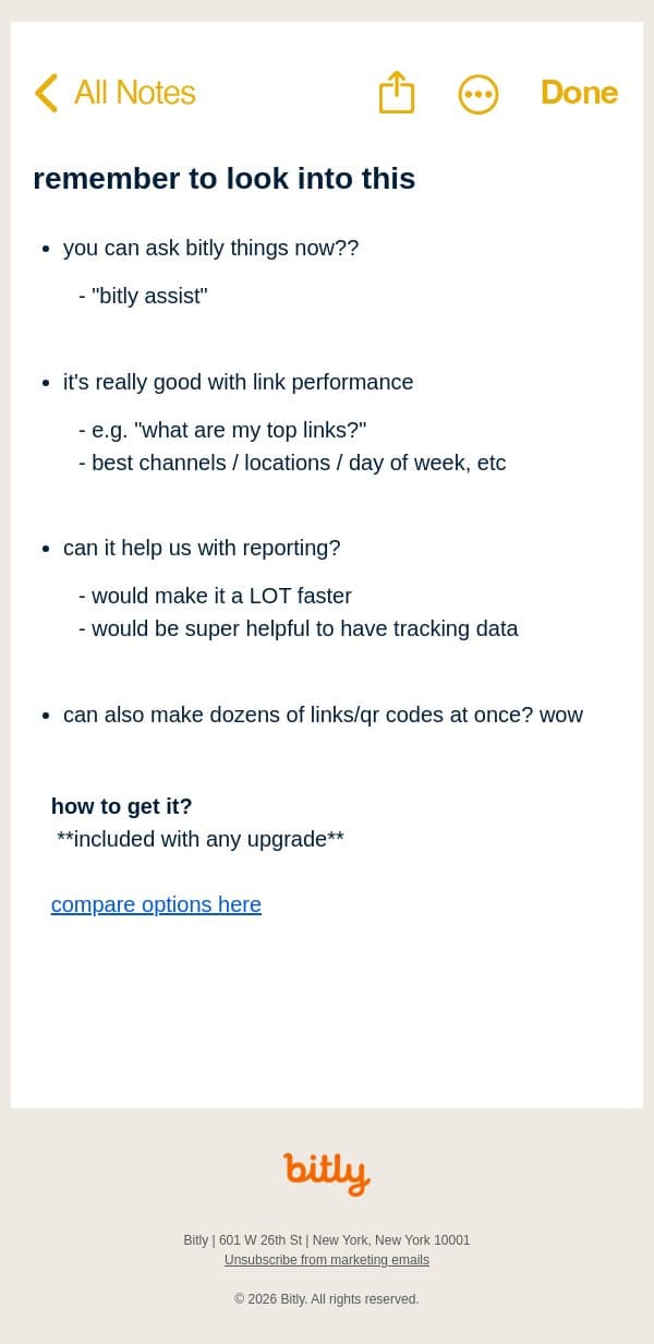 look into this email from Bitly screenshot