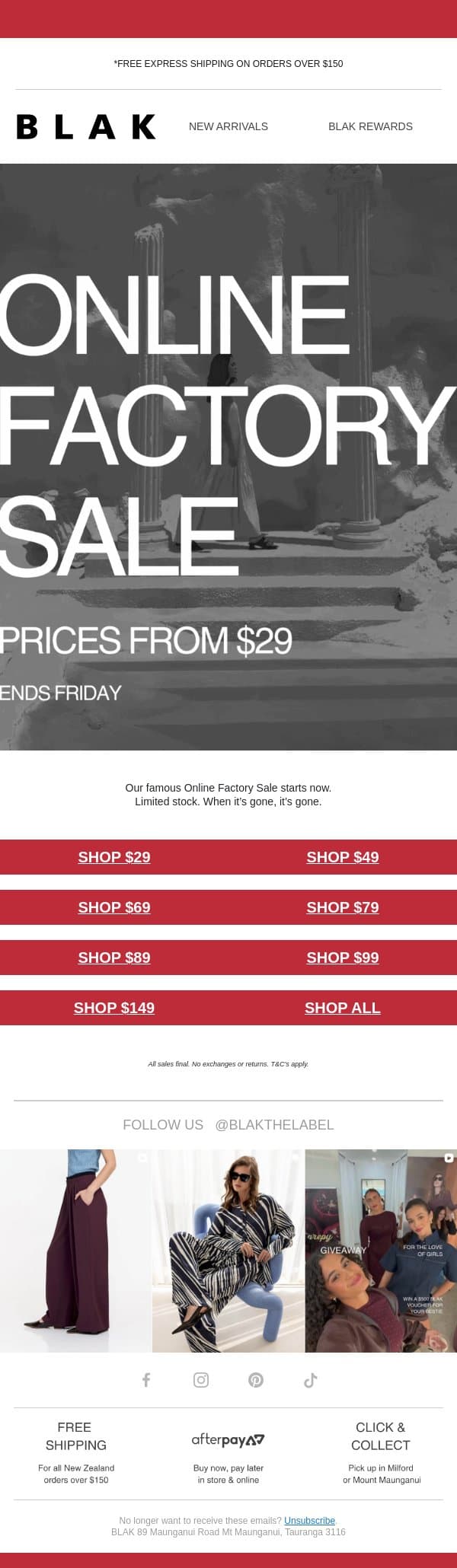THE FAMOUS BLAK FACTORY SALE IS LIVE 🛍🔥 email from Blak screenshot