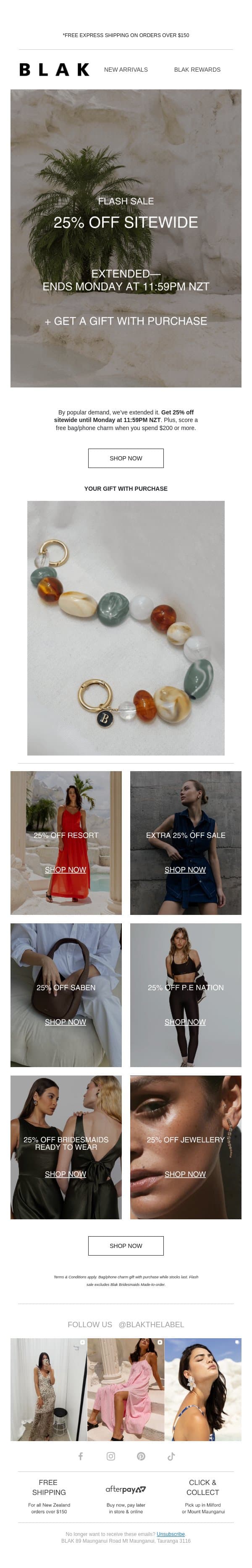 EXTENDED: 25% OFF SITEWIDE + GIFT WITH PURCHASE 🔥 email from Blak screenshot