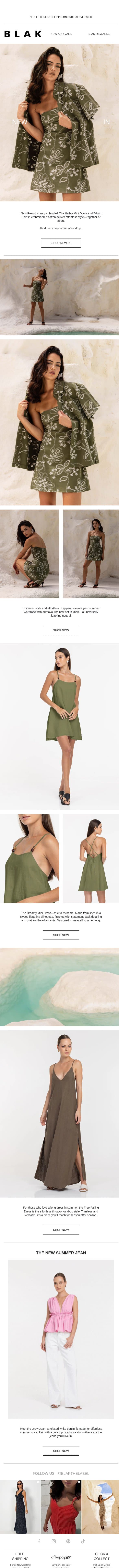 New In: Crushing On Khaki 💚 email from Blak screenshot