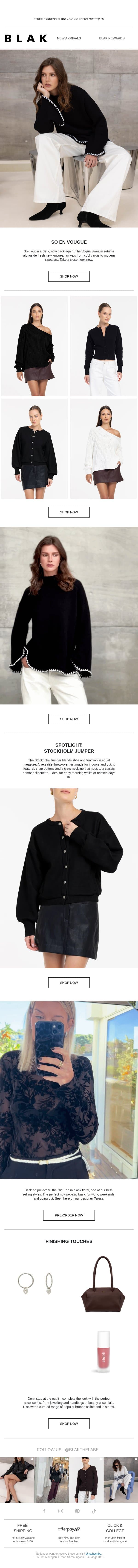 Guess Who's Back? New Arrivals Are In 👀 email from Blak screenshot