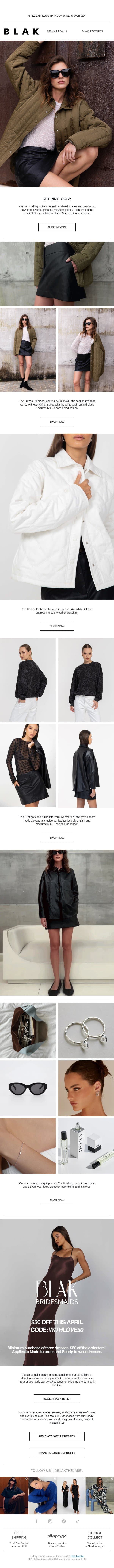 New Layers For Colder Days 🤍 email from Blak screenshot