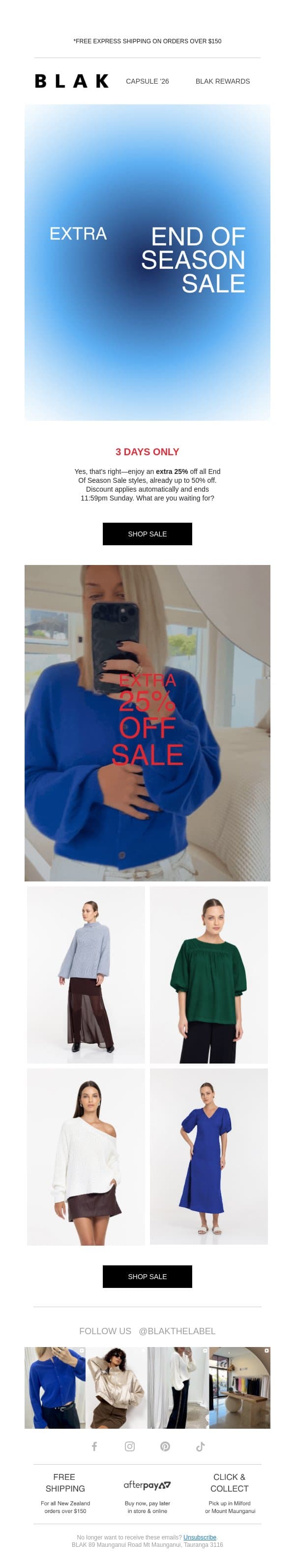 Extra 25% Off Sale | 3 Days Only ⚡️ email from Blak screenshot
