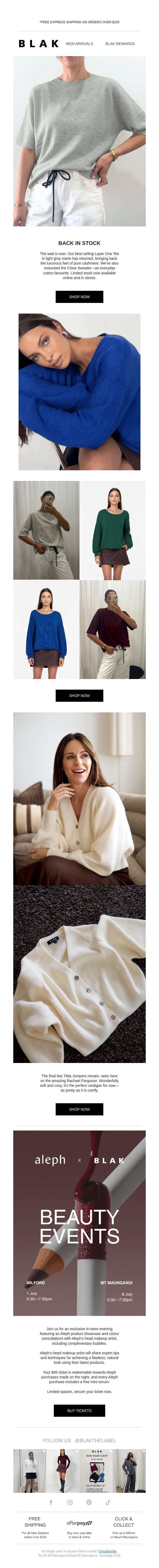 Guess Who's Back? Our Cashmere Favourite 👀 email from Blak screenshot