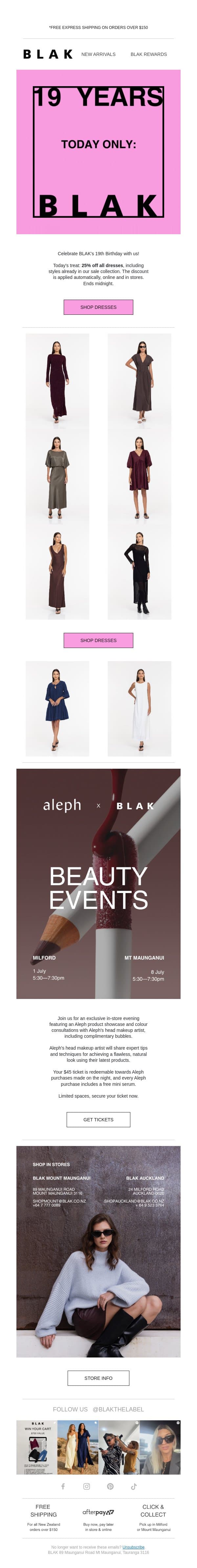 Today Only: 25% Off Dresses 💗 email from Blak screenshot