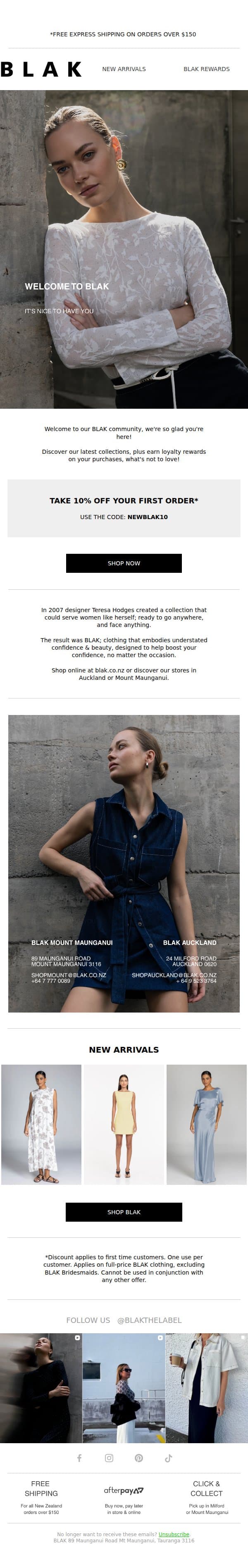 Thanks for joining us! email from Blak screenshot