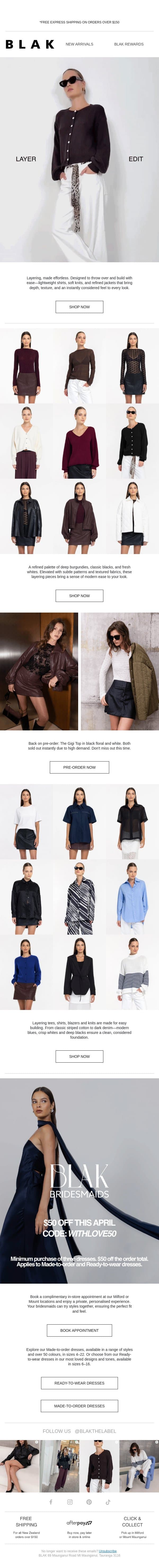 Your Layering Essentials ✔️ email from Blak screenshot