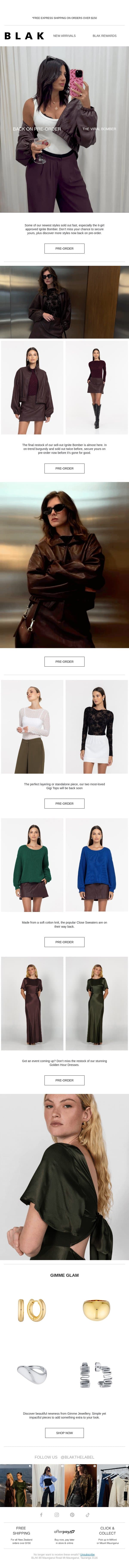 Sold Out, Now Back On Pre-Order 🎉 email from Blak screenshot