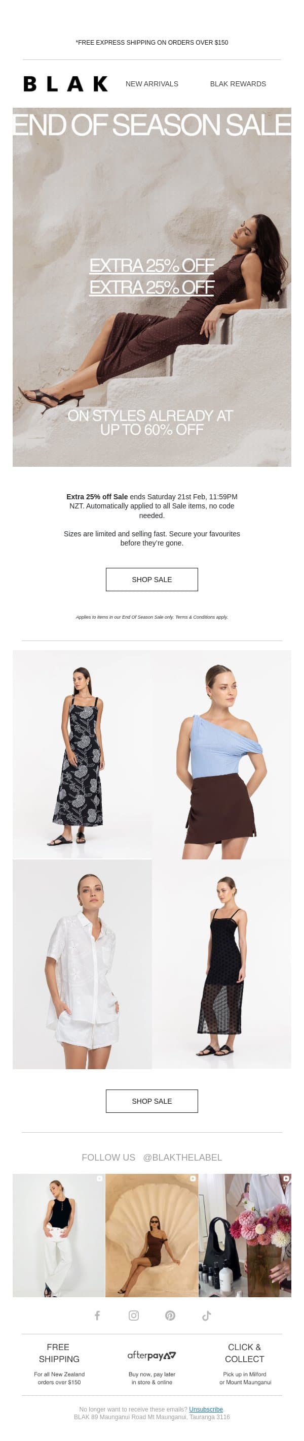 Take An Extra 25% Off Sale 🛍 email from Blak screenshot