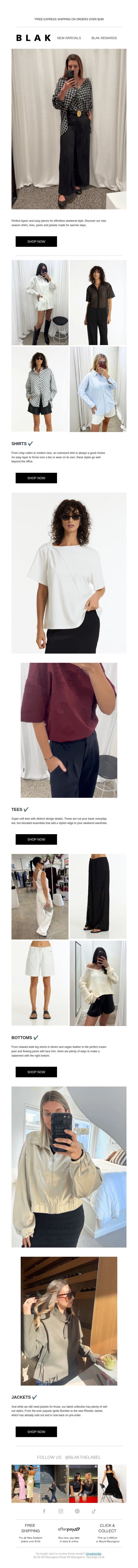 Weekend Style For Warmer Days email from Blak screenshot