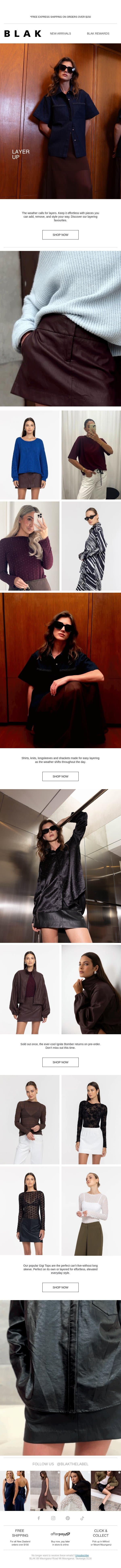 Effortless Layers For Cosy Days email from Blak screenshot