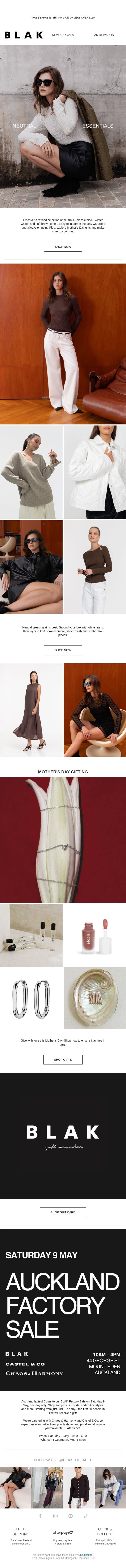Essential Neutrals For A Modern Wardrobe email from Blak screenshot