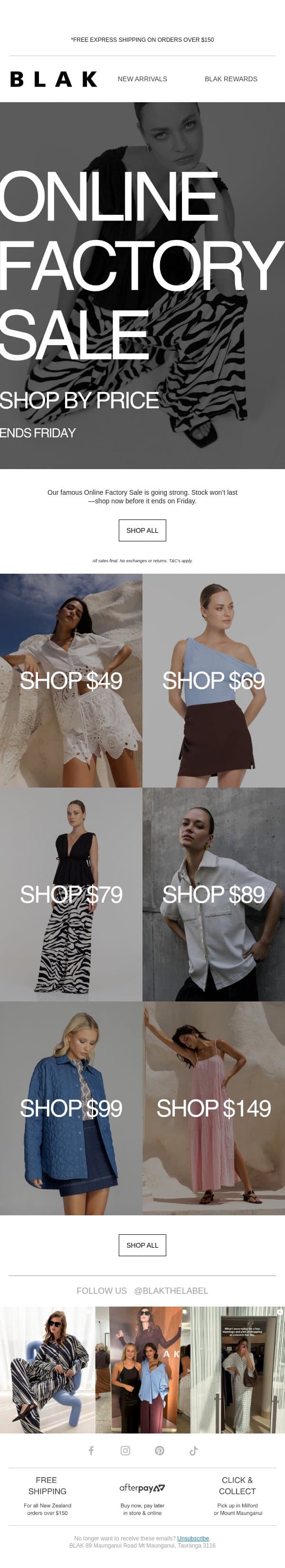 SHOP BY PRICE: THE BLAK ONLINE FACTORY SALE 🔥 email from Blak screenshot