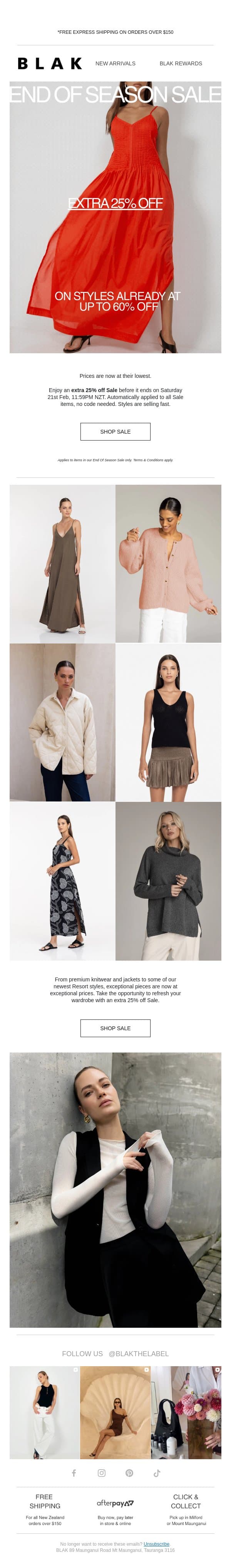 Extra 25% Off Sale: Hottest Styles 🛍 email from Blak screenshot