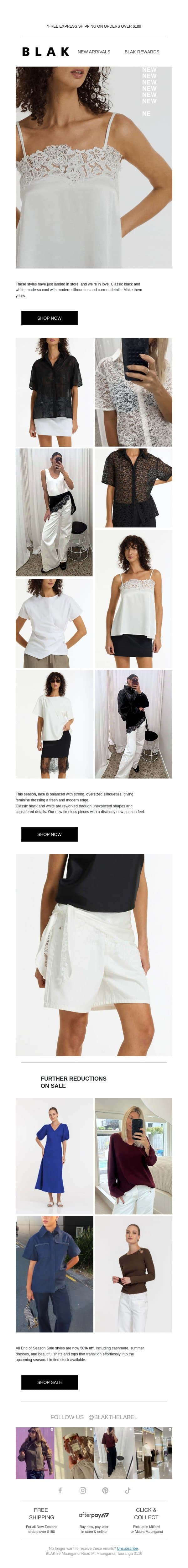 Fresh New Styles In Black & White 👀 email from Blak screenshot