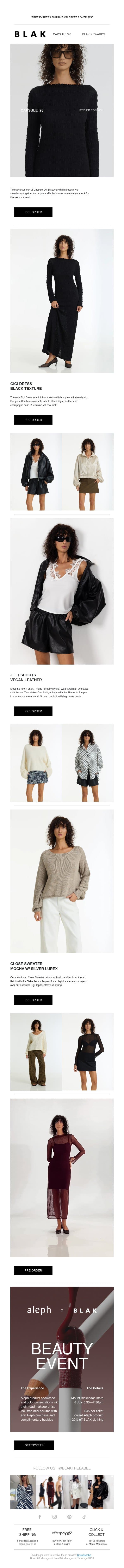 Style Notes: Capsule '26 ✔️ email from Blak screenshot