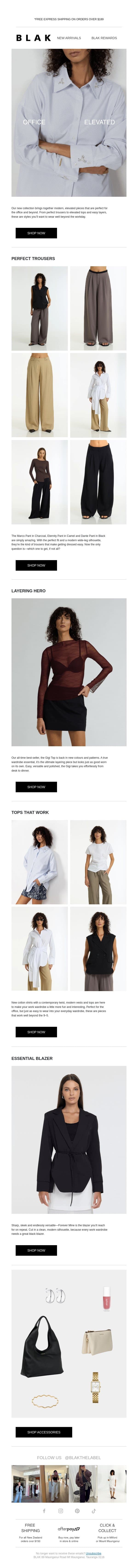 New: Workwear For The Modern Woman 💼 email from Blak screenshot
