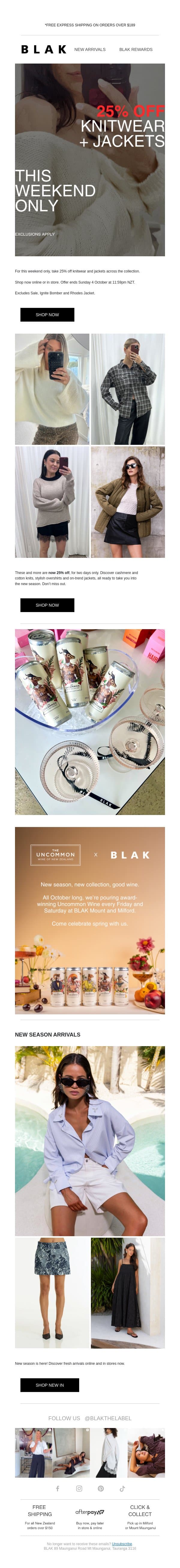 25% Off Knitwear + Jackets email from Blak screenshot