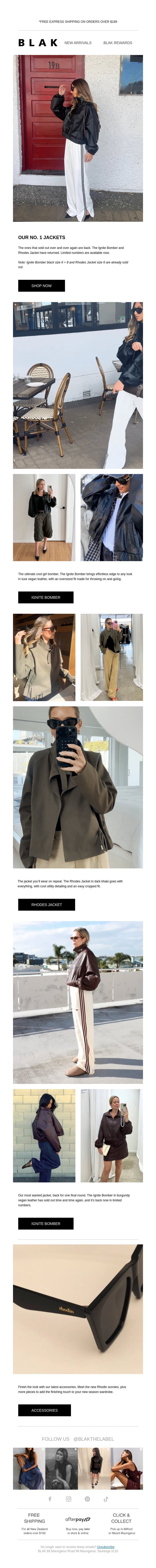 Our No. 1 Jackets Are Back In Limited Numbers 🖤 email from Blak screenshot