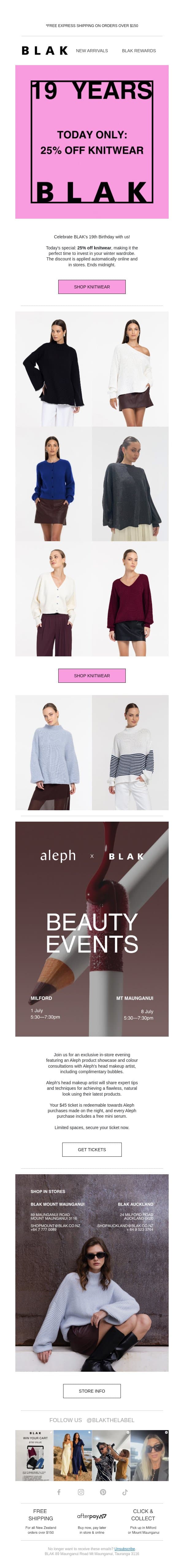 Today Only: 25% Off Knitwear 💕 email from Blak screenshot