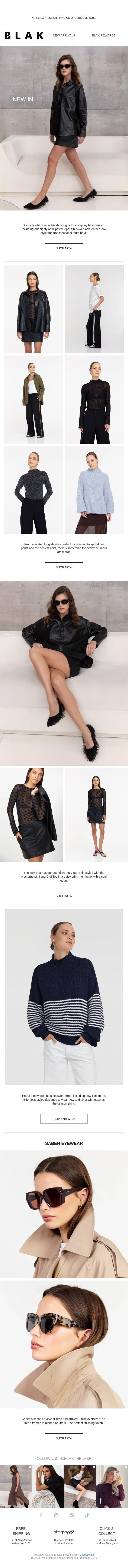 New Arrivals to Elevate Your Everyday email from Blak screenshot