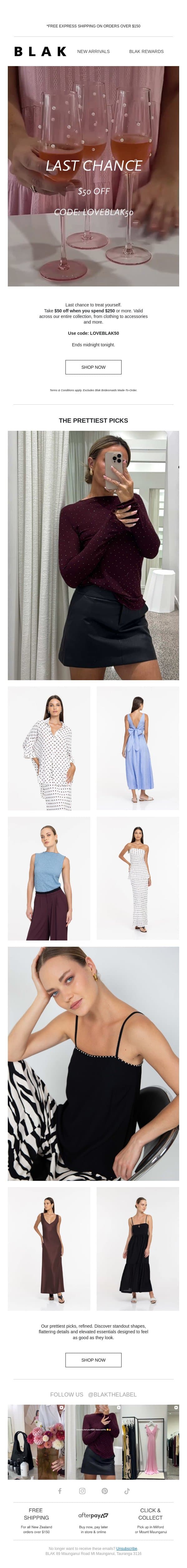 Last Chance — $50 Off Ends At Midnight 💌 email from Blak screenshot