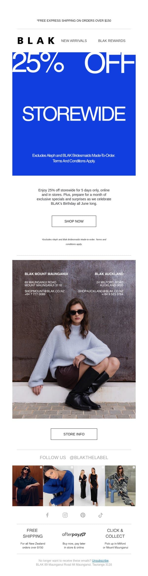 25% Off Storewide Starts Now 🎉 email from Blak screenshot
