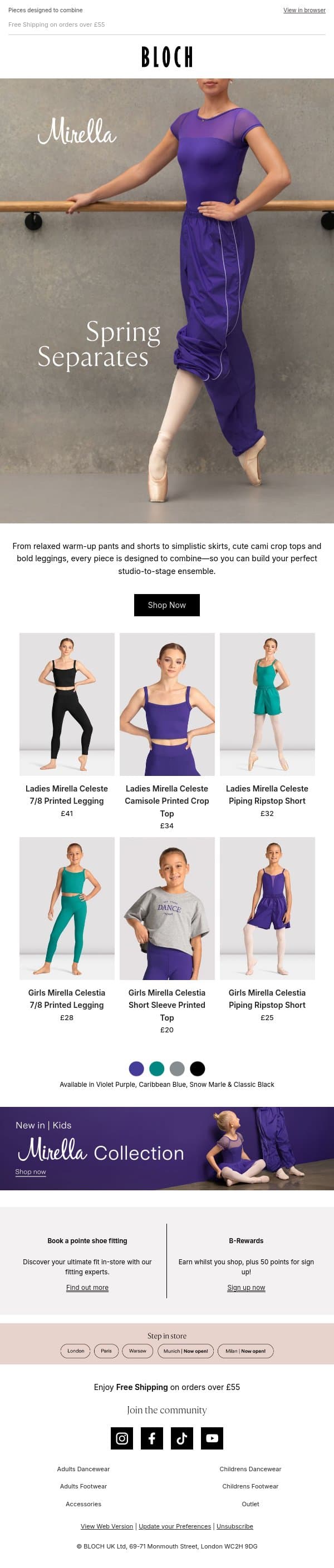 NEW Spring separates | Mix, match, love email from Bloch screenshot