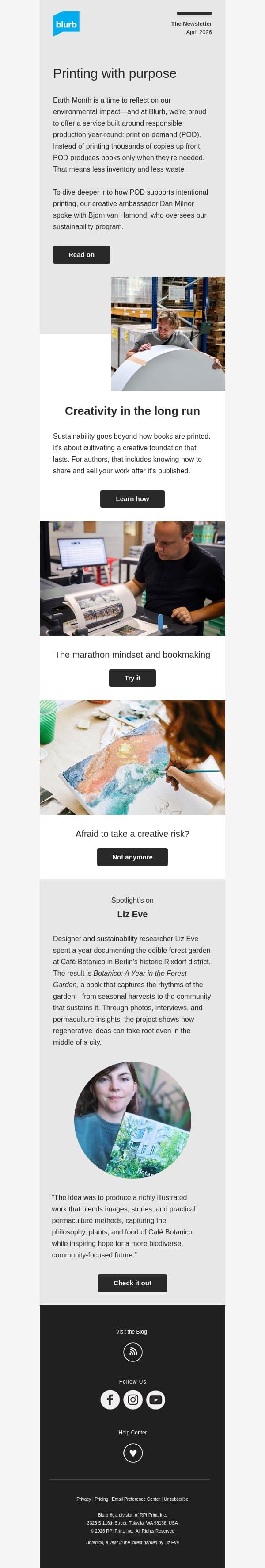 Make work, not waste email from Blurb screenshot