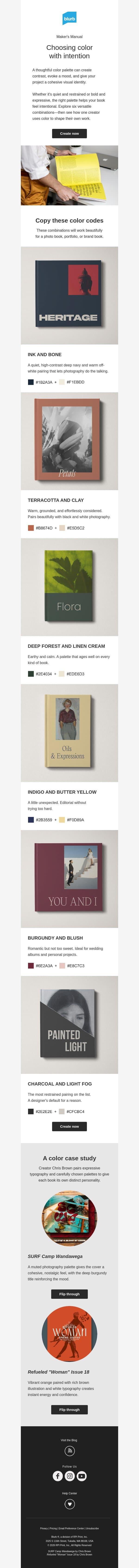 Find your perfect color palette email from Blurb screenshot