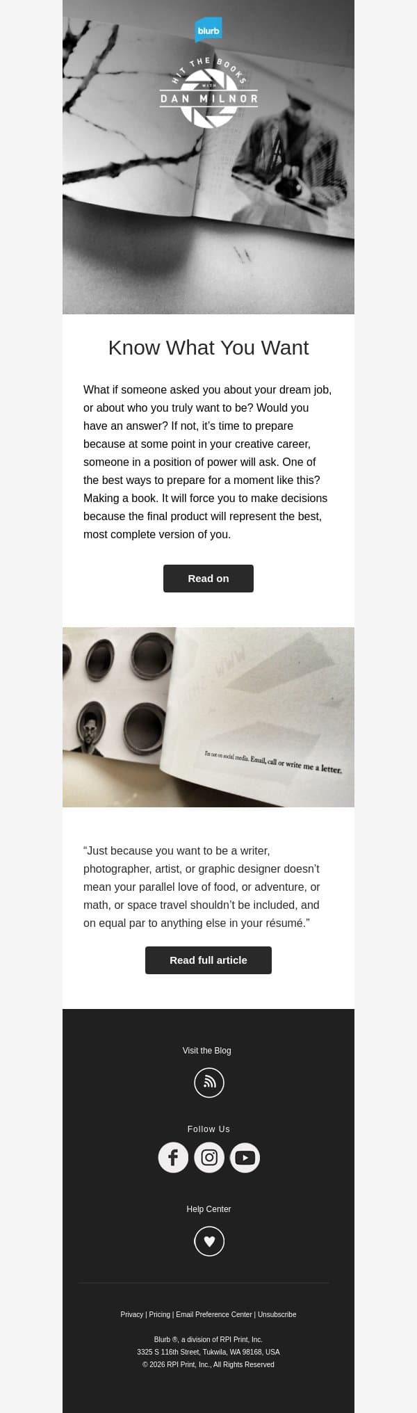 The question most people fumble email from Blurb screenshot