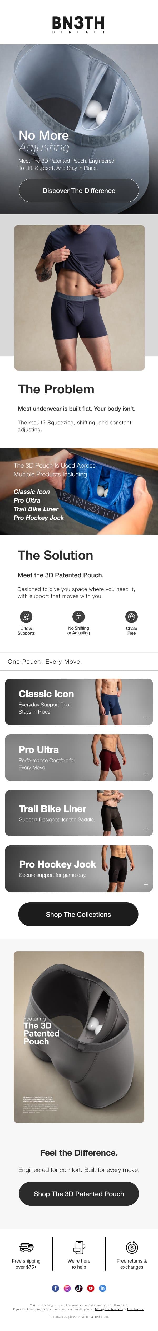 Comfort, Engineered Differently. email from BN3TH screenshot