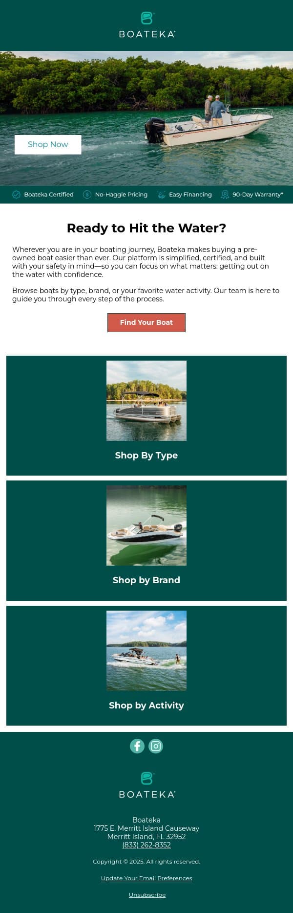 Get on the Water Faster with Boateka email from Boateka screenshot