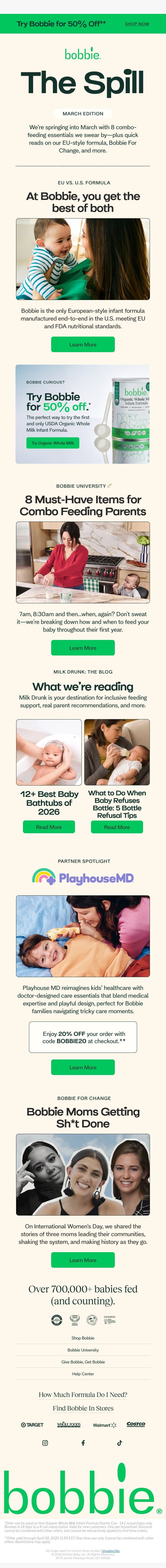 THE SPILL 🍼 March Edition email from Bobbie screenshot
