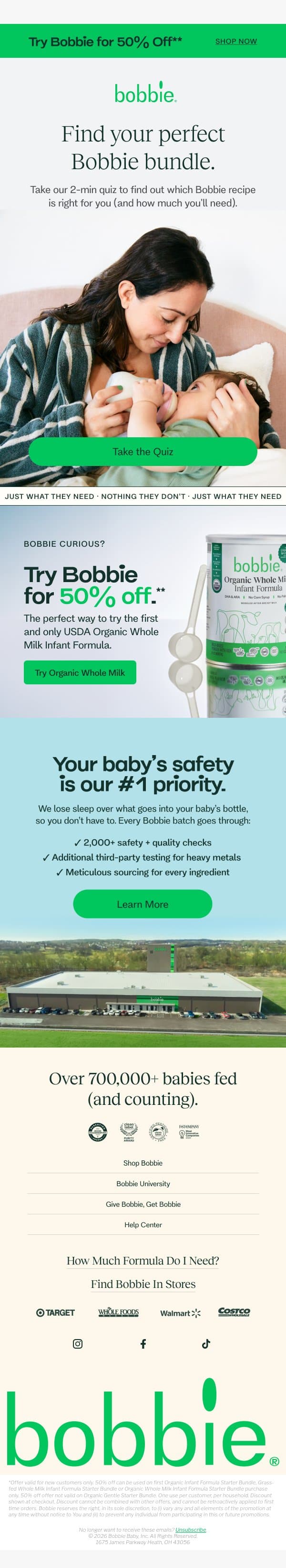 Wondering how much Bobbie you’ll need? email from Bobbie screenshot