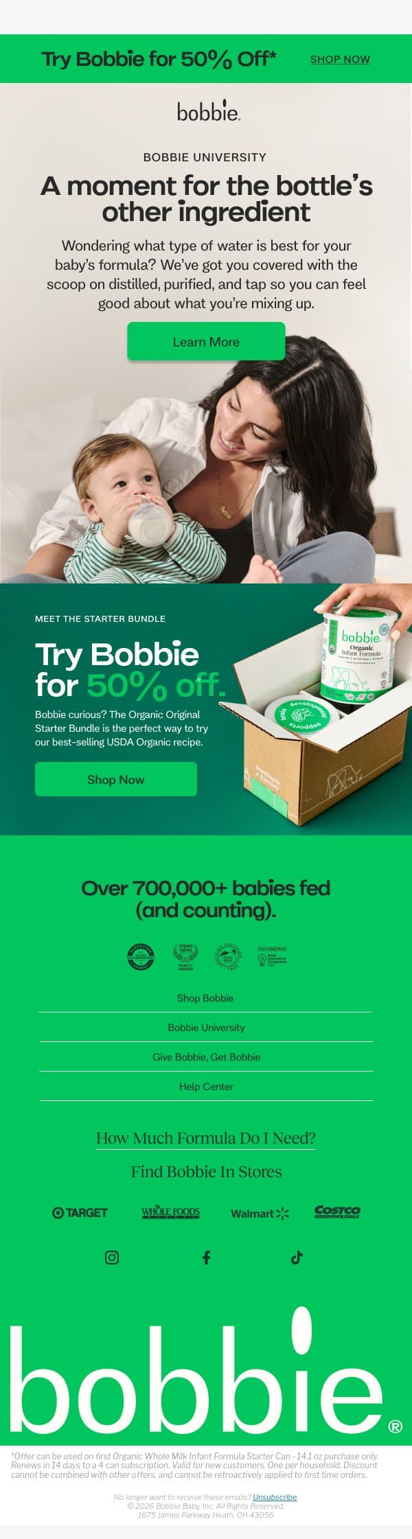 How to choose the right water for baby formula 💧 email from Bobbie screenshot