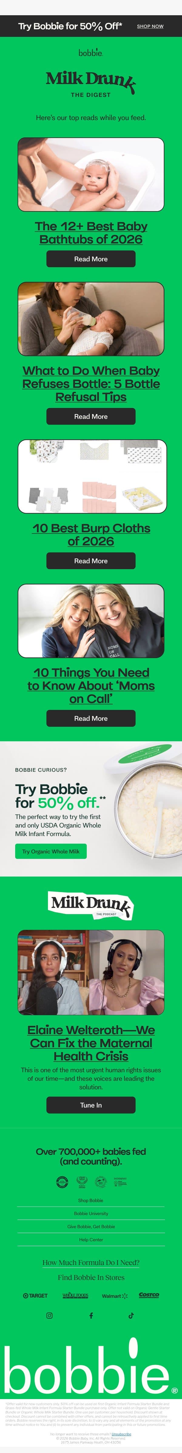 12+ best baby bathtubs of 2026 email from Bobbie screenshot