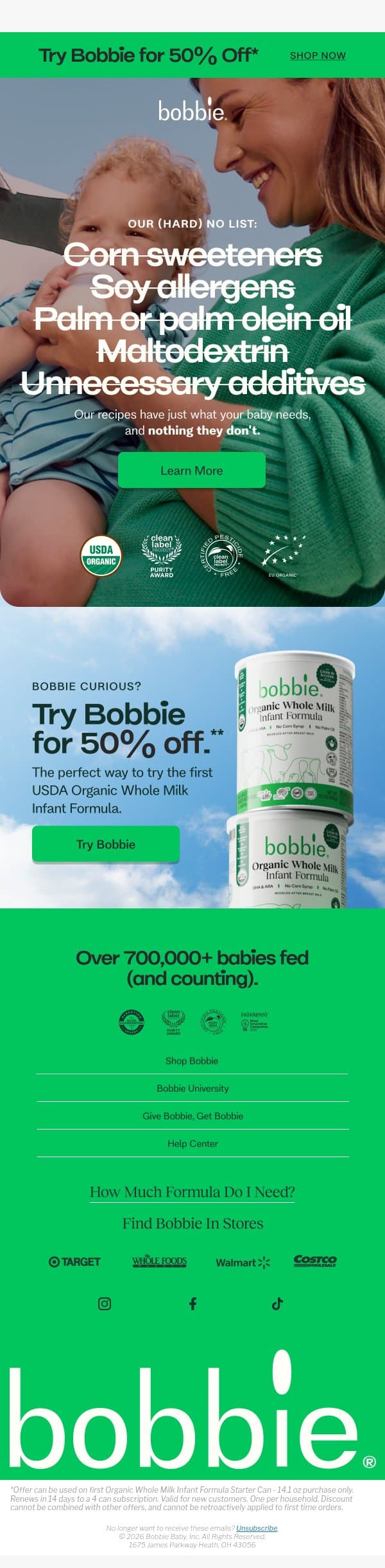 Here’s what’s not inside your Bobbie can. email from Bobbie screenshot
